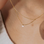 18'' Gold Single Diamond Layered Necklace