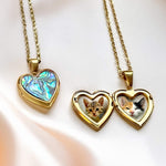 Gold Abalone Heart Photo Necklace