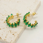 Green Emerald C Shape Earrings