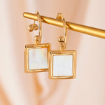 White Shell Square Earrings
