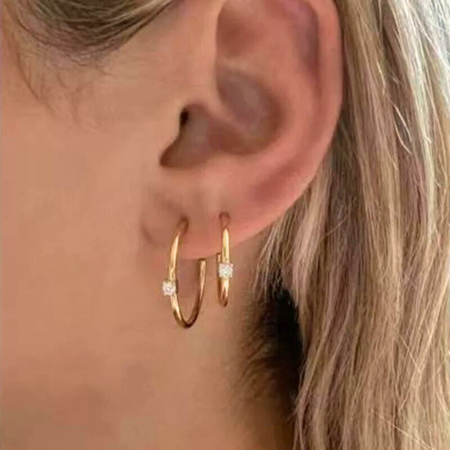 C Shape Crystal Earrings
