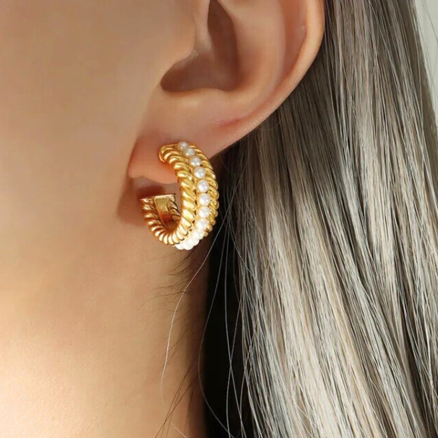 Classic Pearl Hoop Earrings