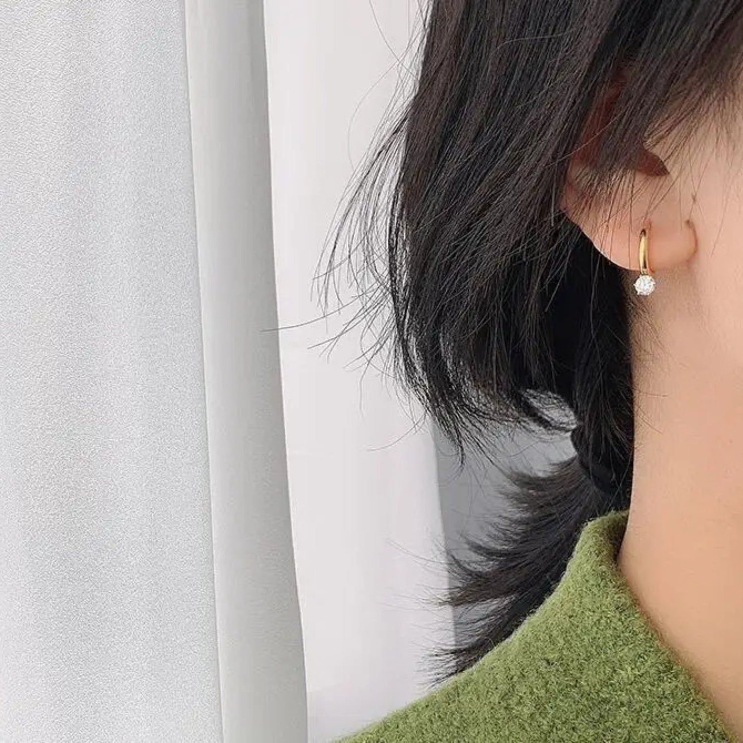 Solitaire Huggy Hoop Earrings