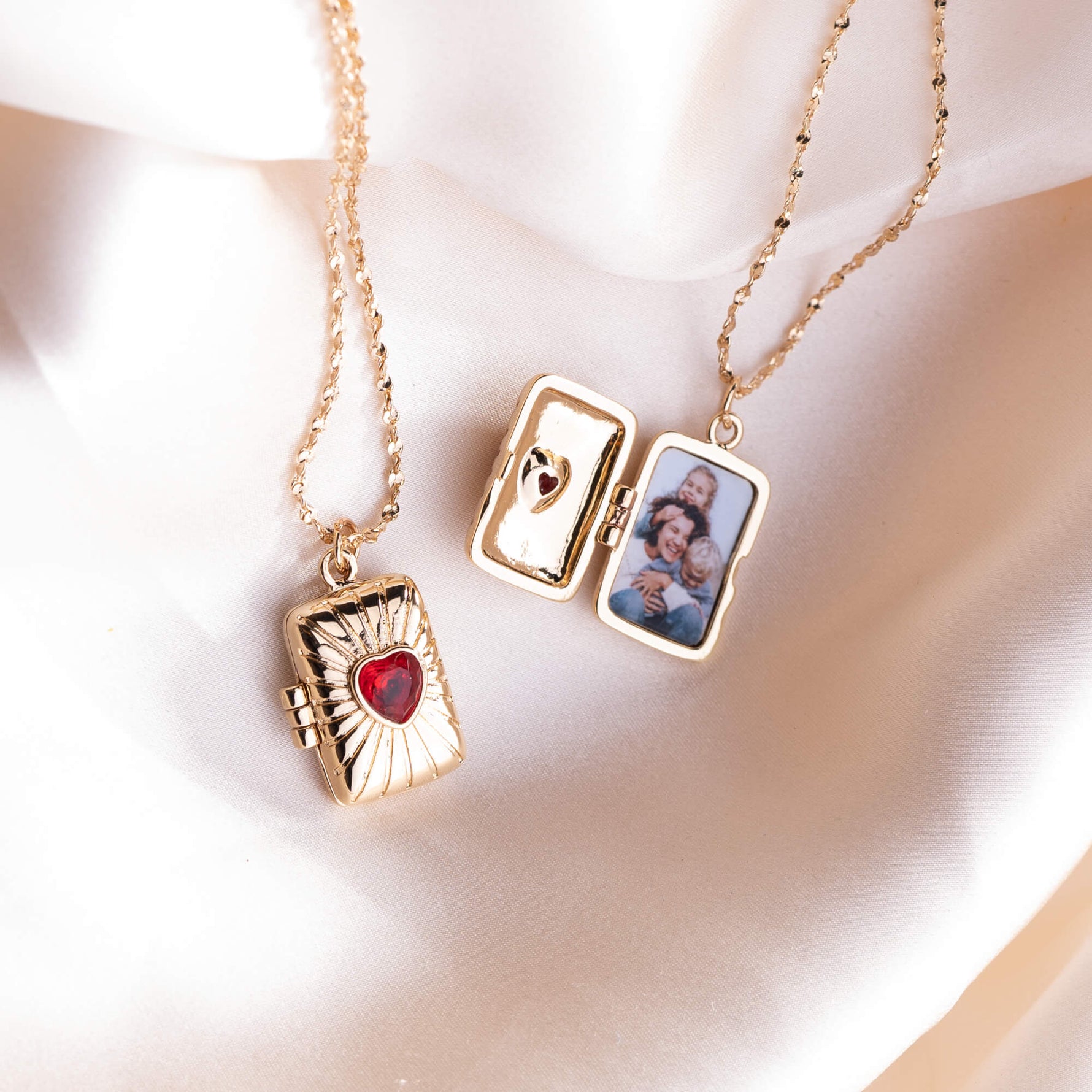 Red Heart Book Photo Necklace