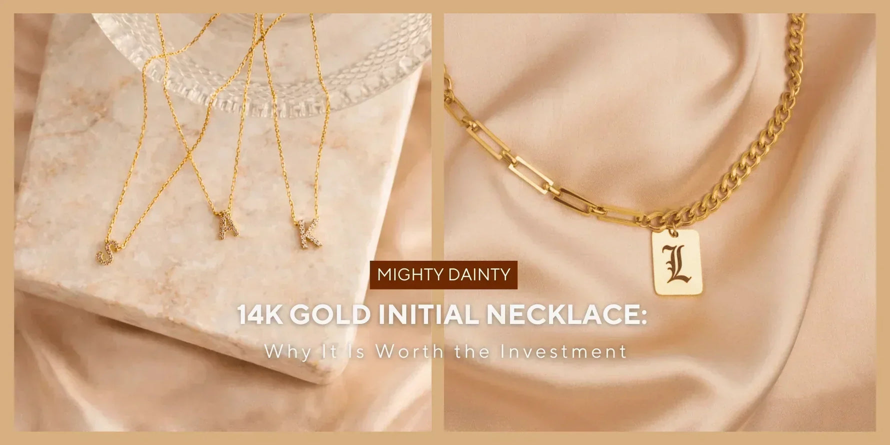 14k gold initial necklace