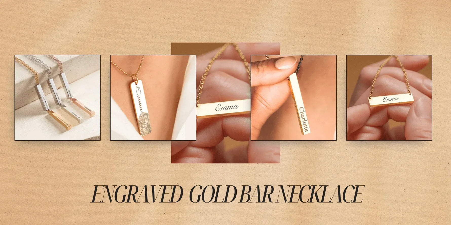 engraved gold bar necklace