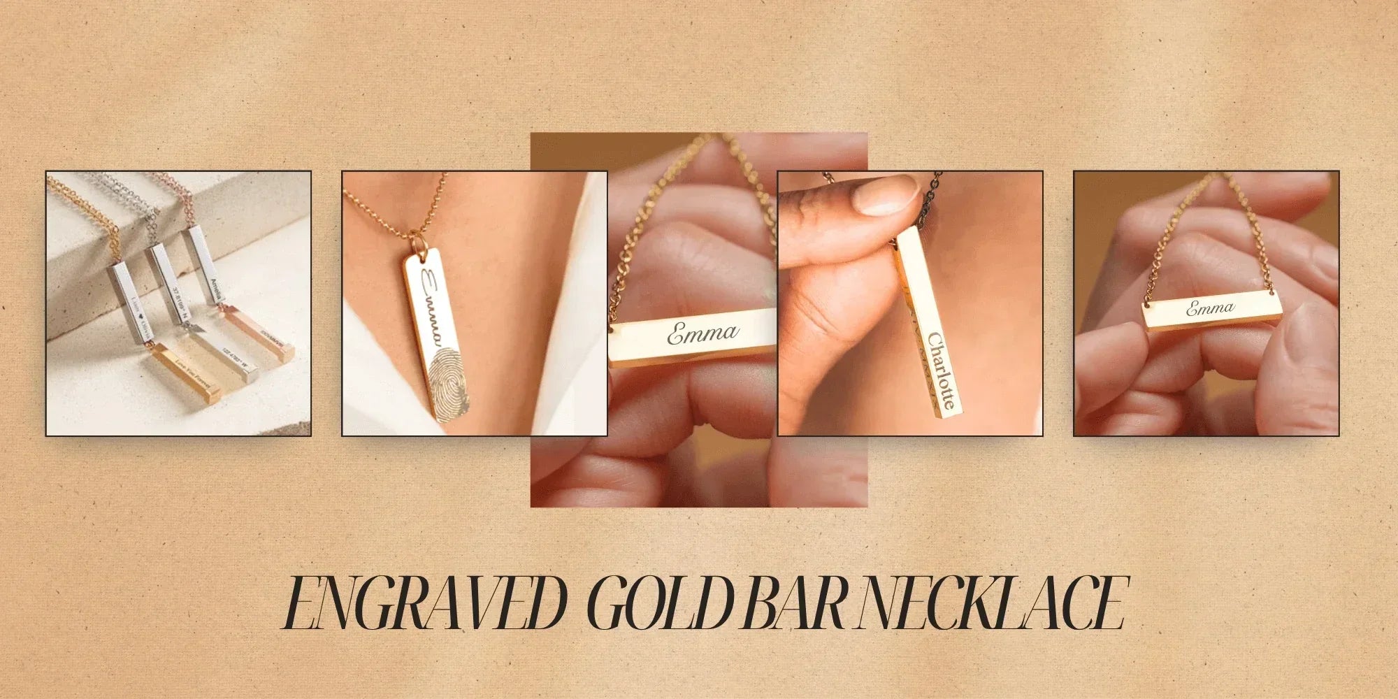 engraved gold bar necklace