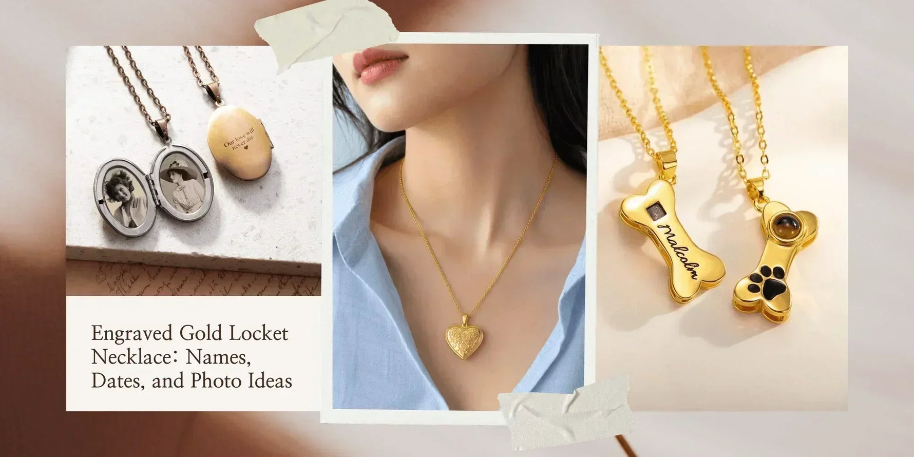 engraved gold locket necklace