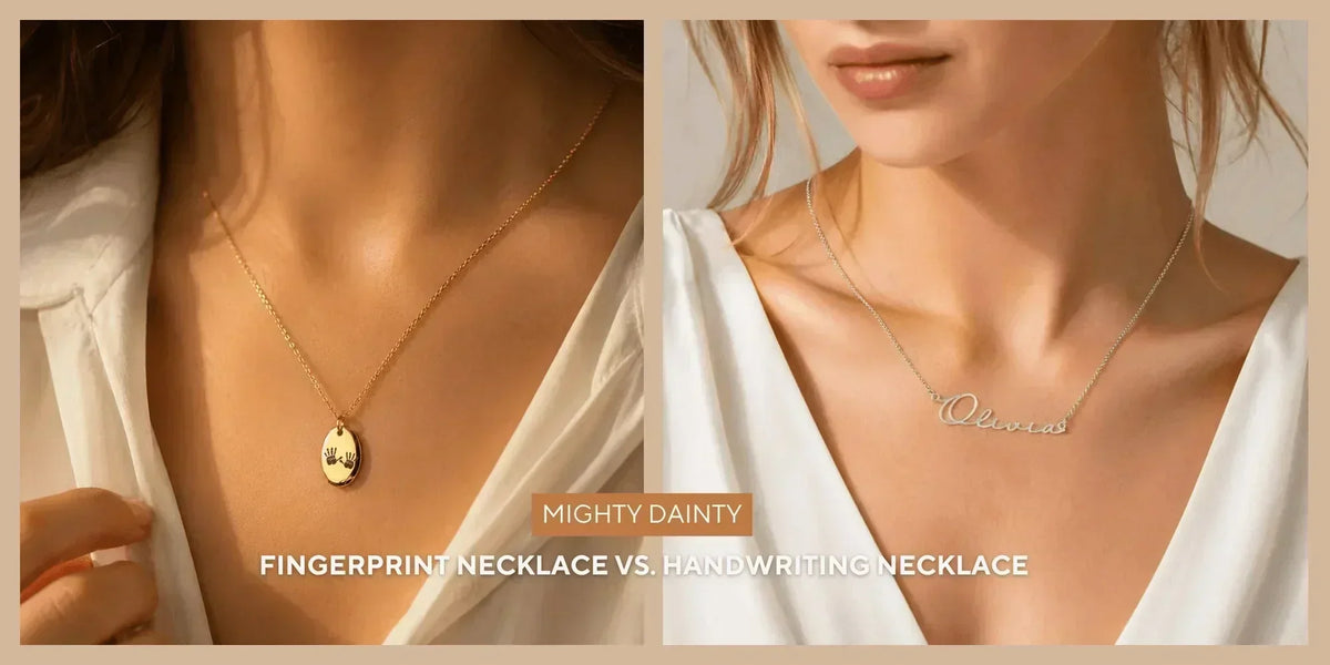 fingerprint necklace vs. handwriting necklace