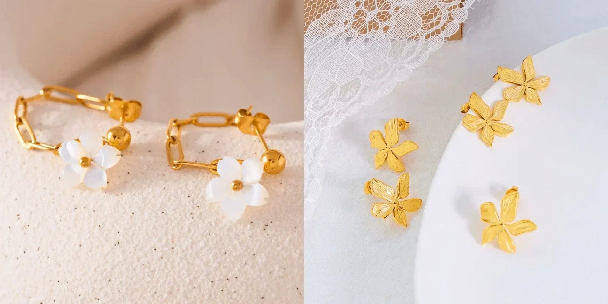 gold flower earrings for weddings