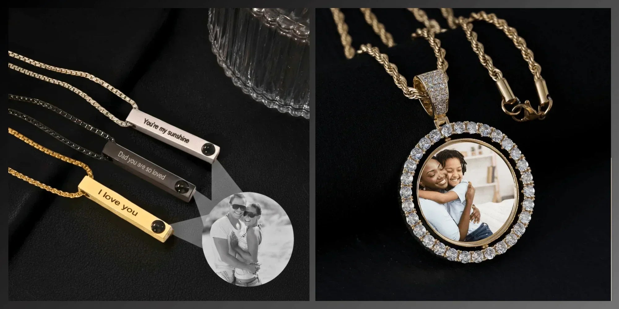 Gold Photo Necklace for Him vs. Silver Photo Necklace