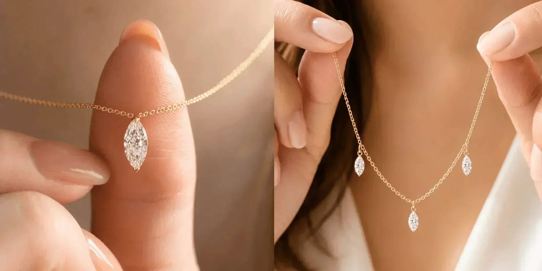 Single Diamond Necklace vs. Three Diamond Necklace