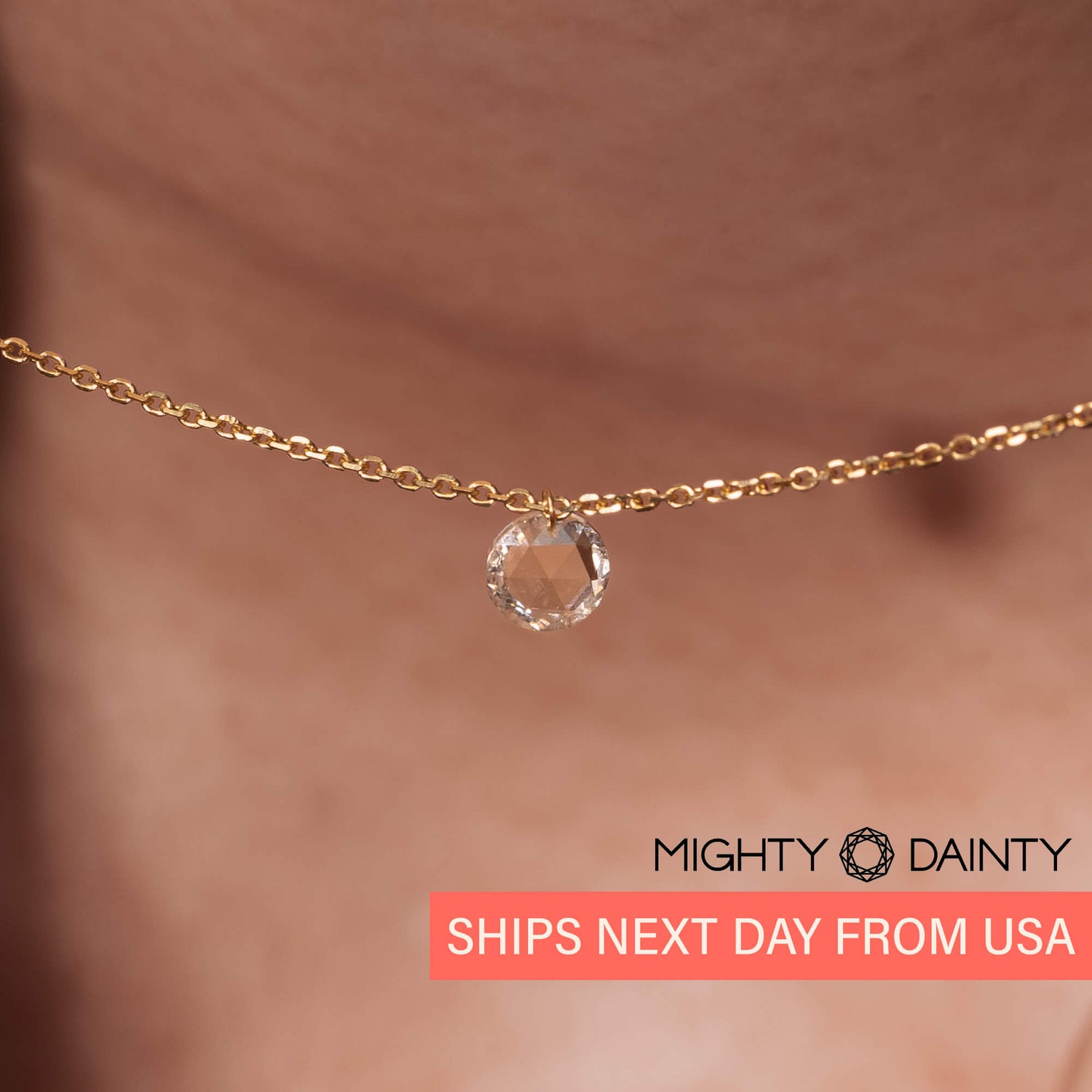 Gold Single Large Diamond Necklace