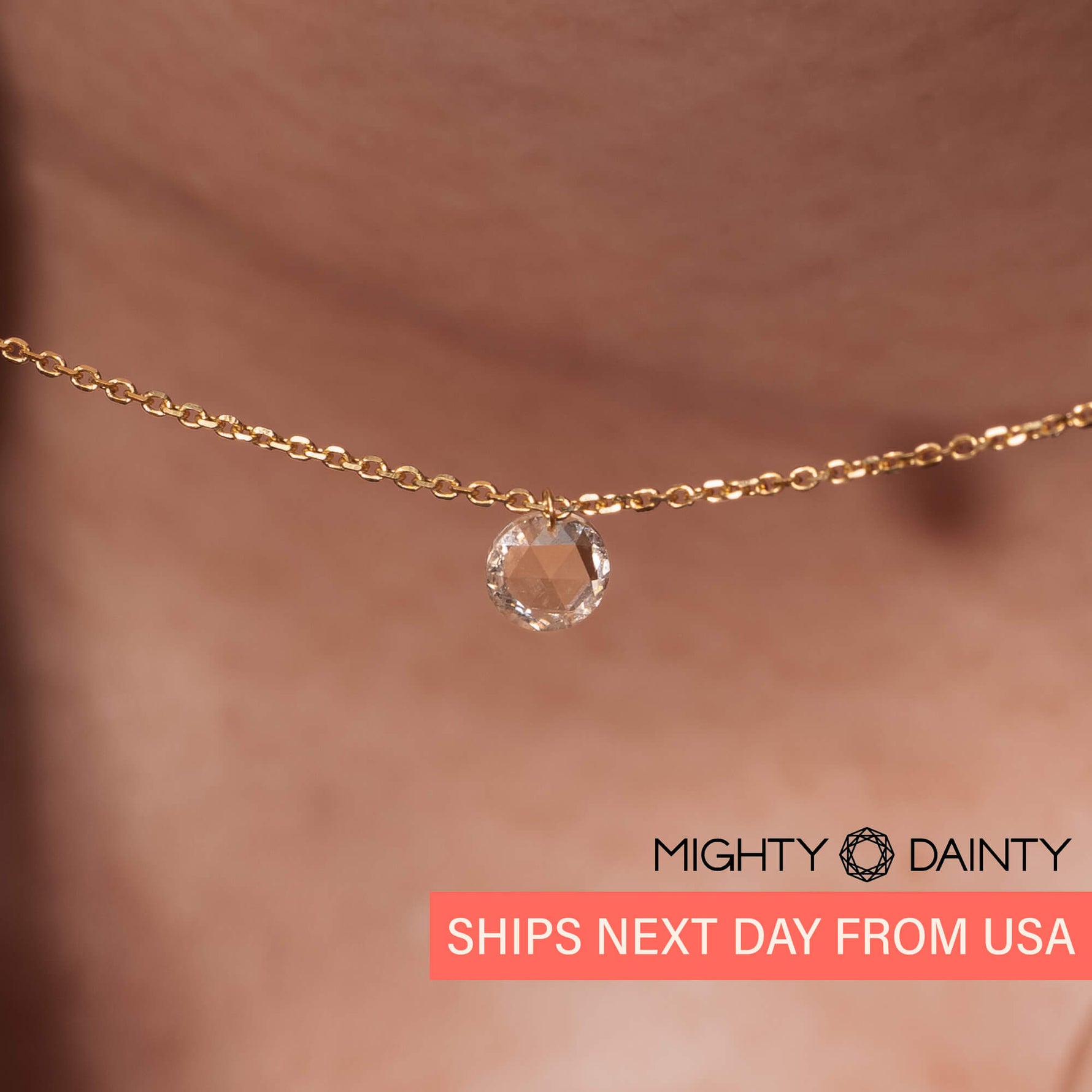 Gold Single Large Diamond Necklace