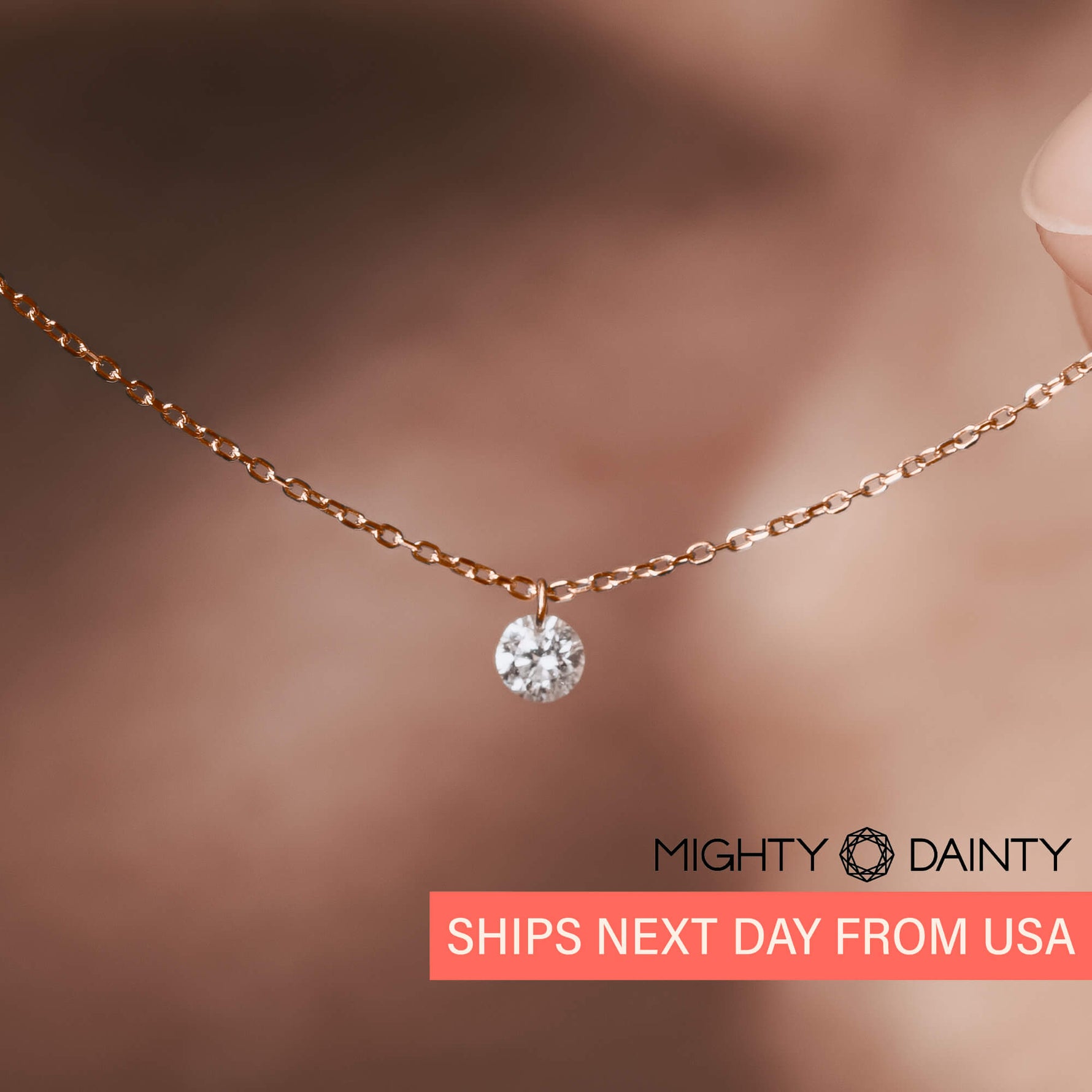 Gold Single Small Diamond Necklace