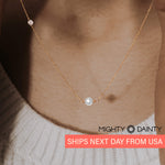Gold Asymmetrical Diamond and Pearl Necklace