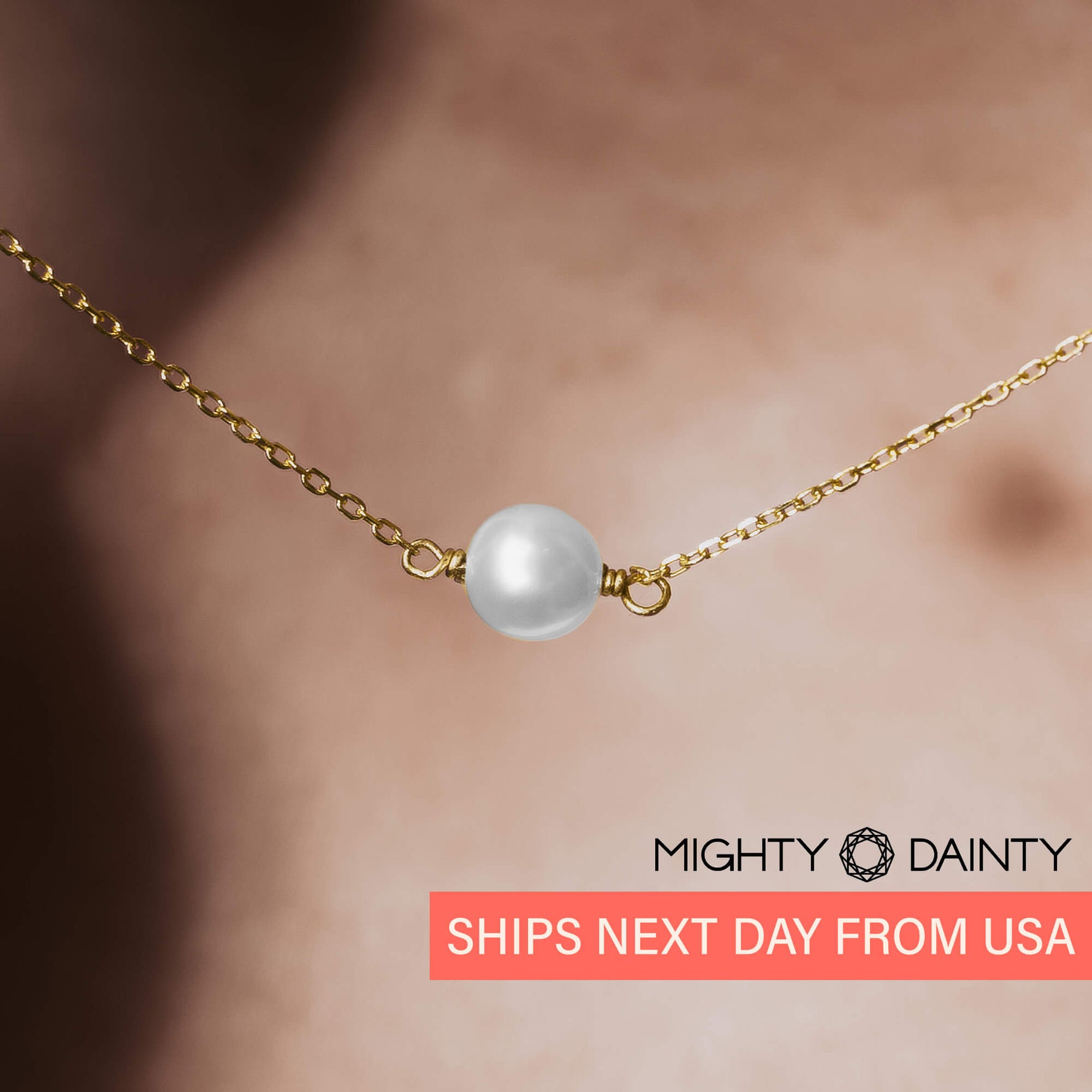 Gold Single Pearl Necklace
