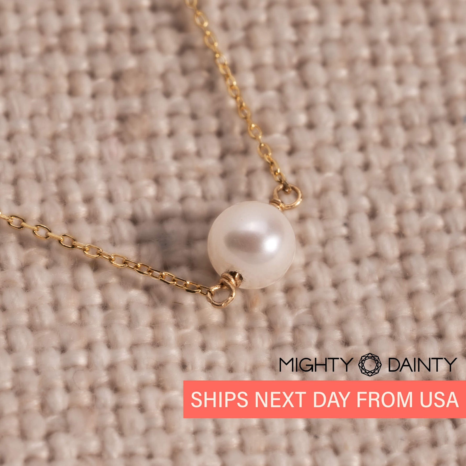 Gold Single Pearl Necklace