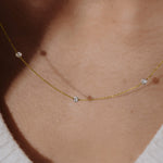 Gold Three Diamond Necklace