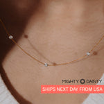 Gold Three Diamond Necklace