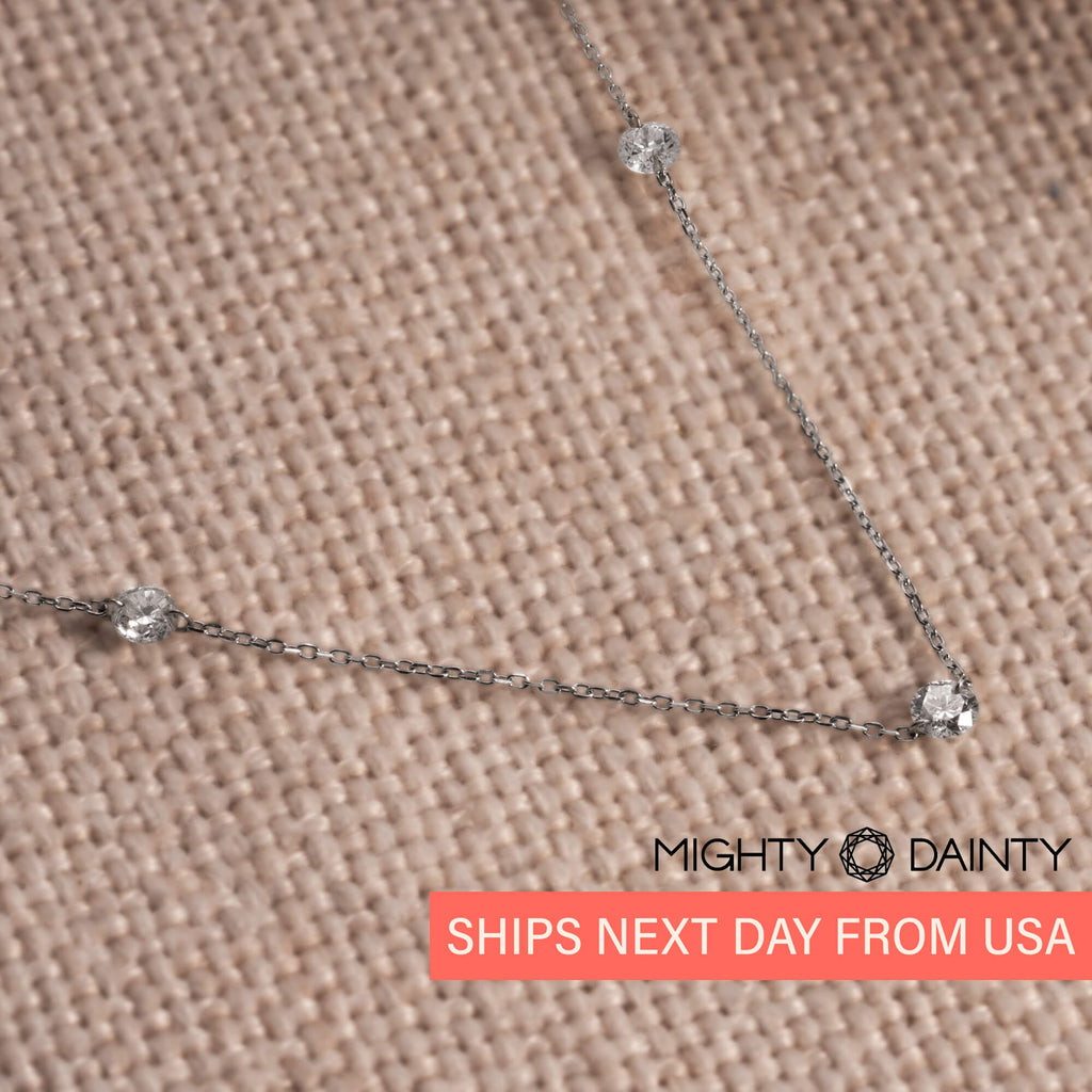 Gold Three Diamond Necklace