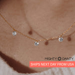 Gold Three Diamond Drop Necklace