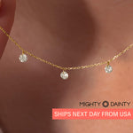 Gold Three Diamond Drop Necklace