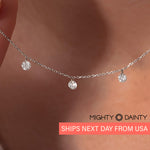 Gold Three Diamond Drop Necklace