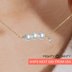 diamond and gold three pearl necklace