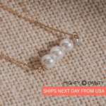 diamond and gold three pearl necklace