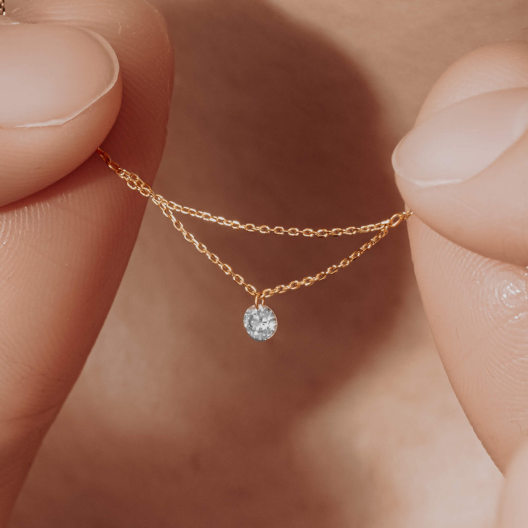 16'' Single Diamond Layered Necklace