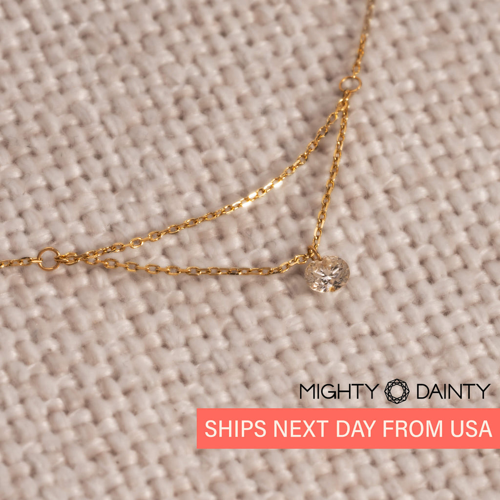 16'' Single Diamond Layered Necklace