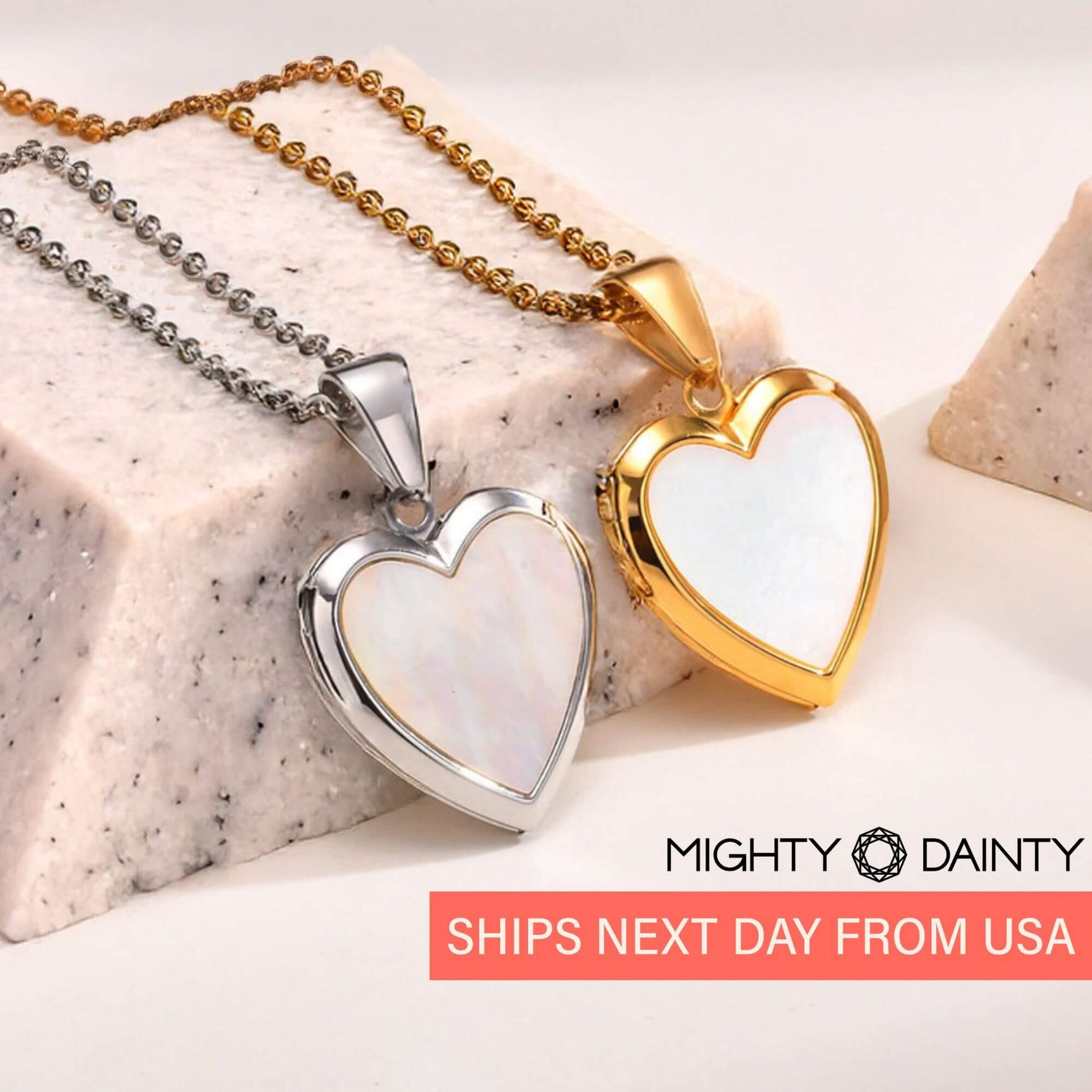Mother-of-Pearl Heart Photo Necklace