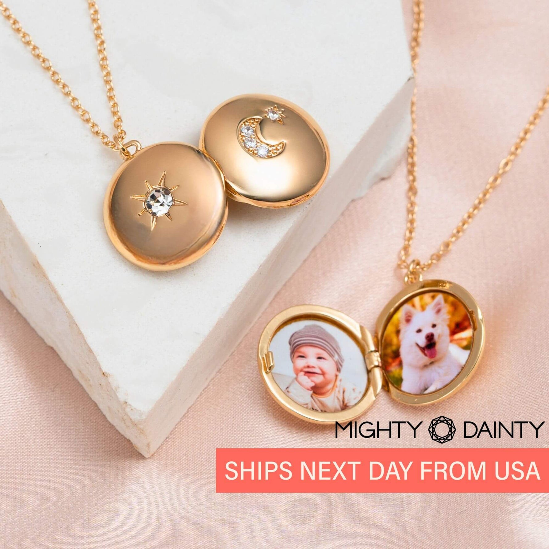 Golden Celestial Photo Locket Necklace