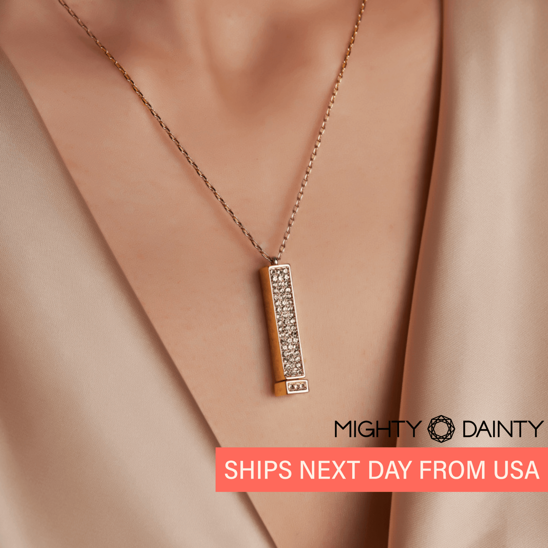 Personalized Bar Pendant with Diamonds