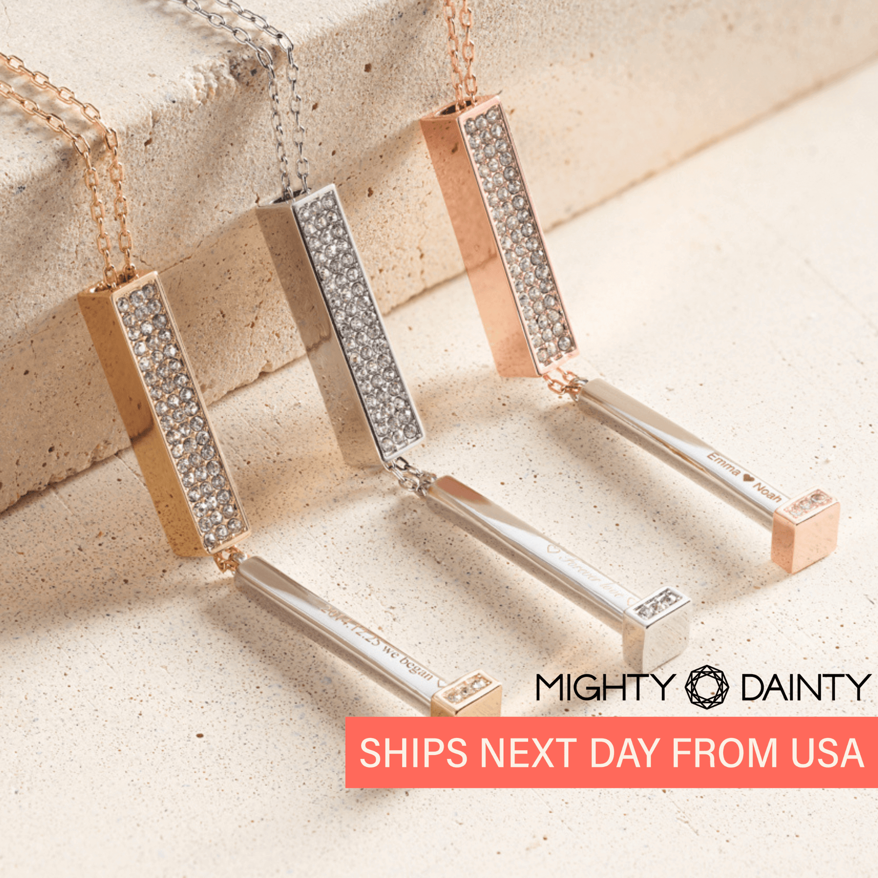 Personalized Bar Pendant with Diamonds