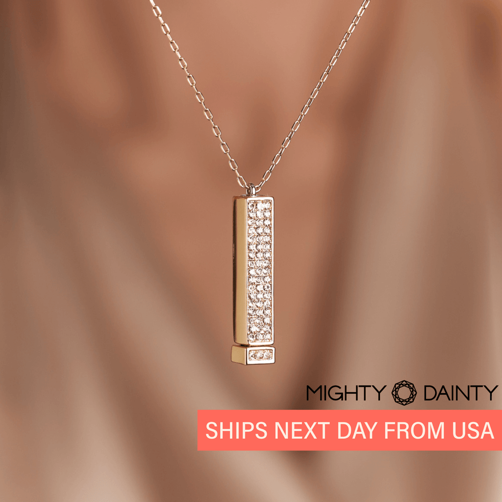 Personalized Bar Pendant with Diamonds