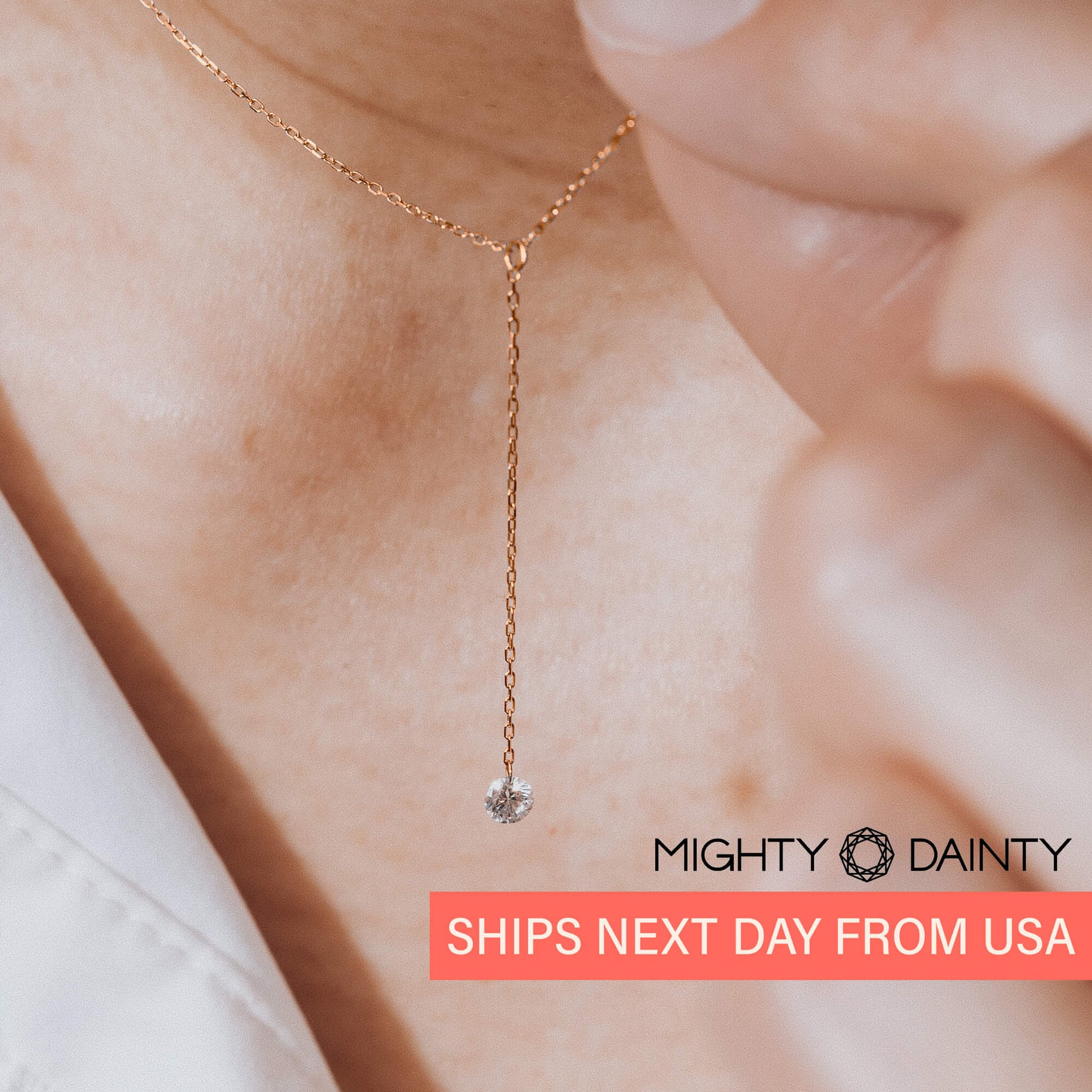 Gold Single Diamond Y-Necklace