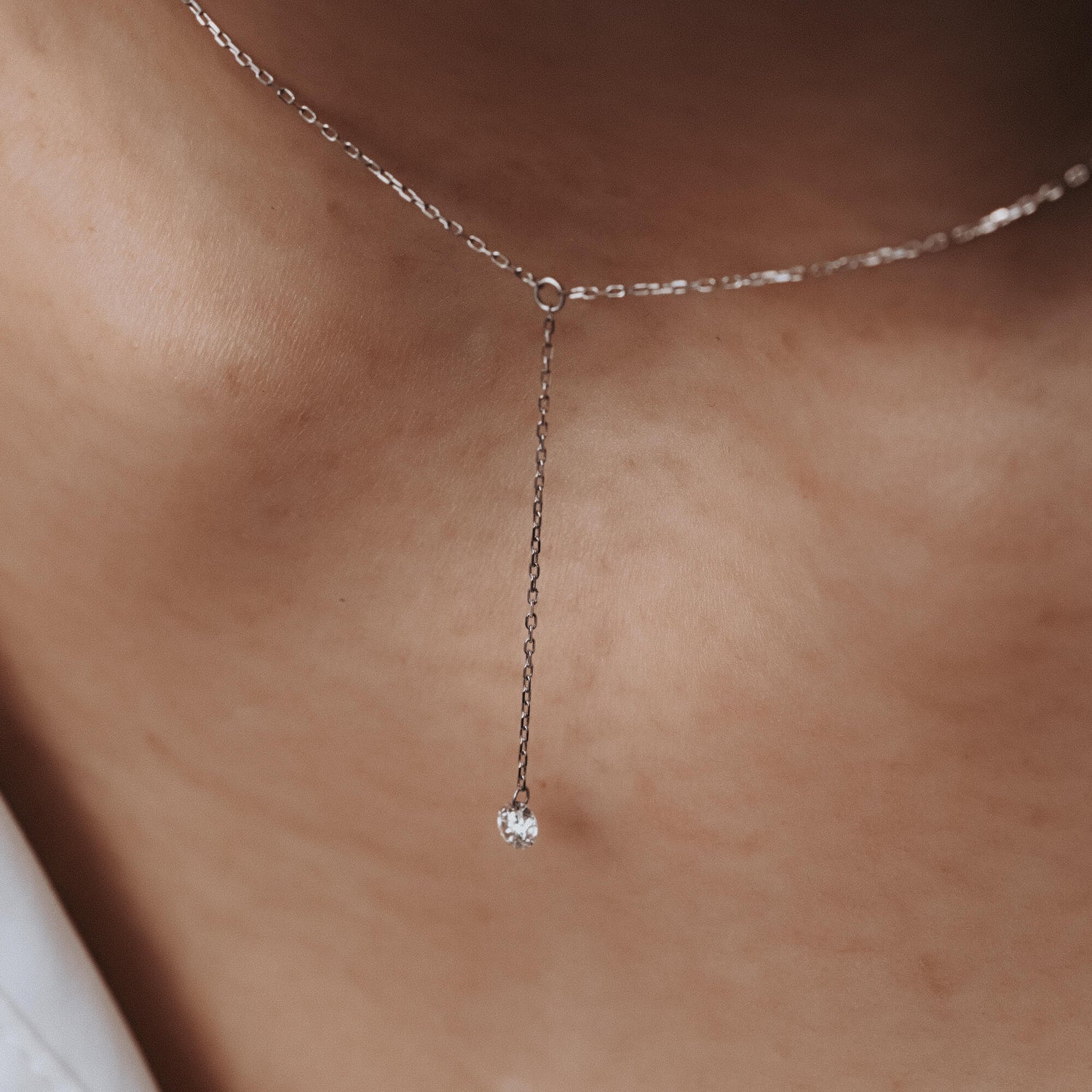 Gold Single Diamond Y-Necklace