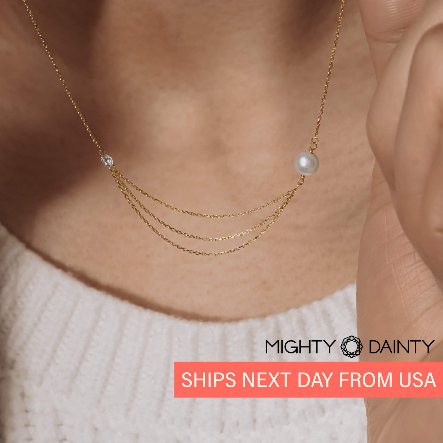 Diamond and Pearl Multi-Layered Necklace