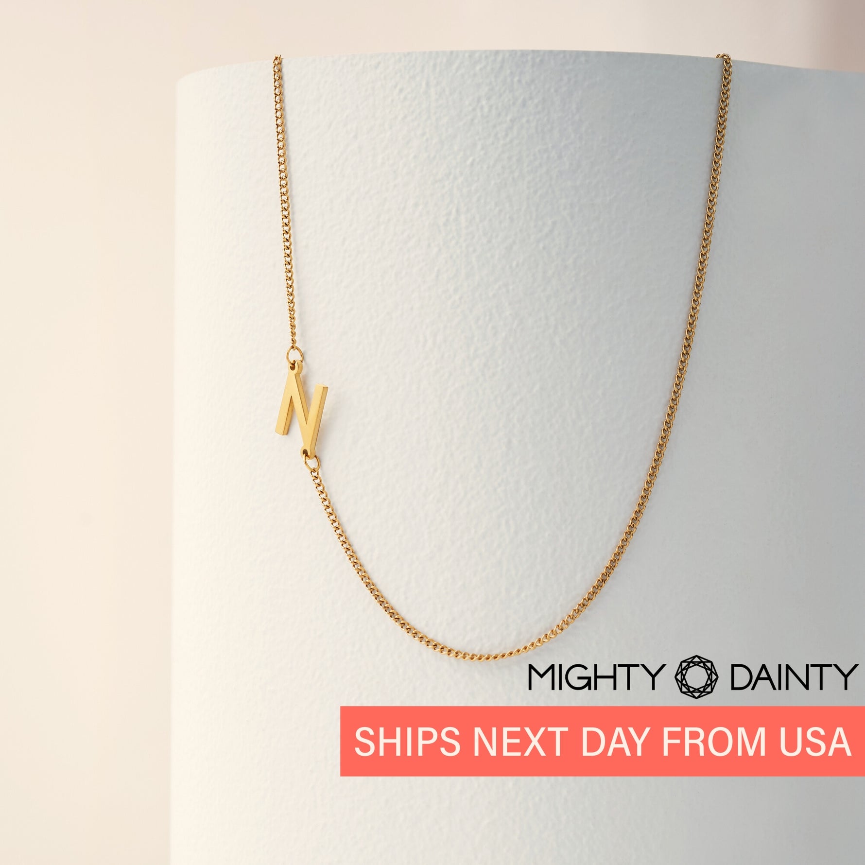 Sideways Letter Initial Necklace