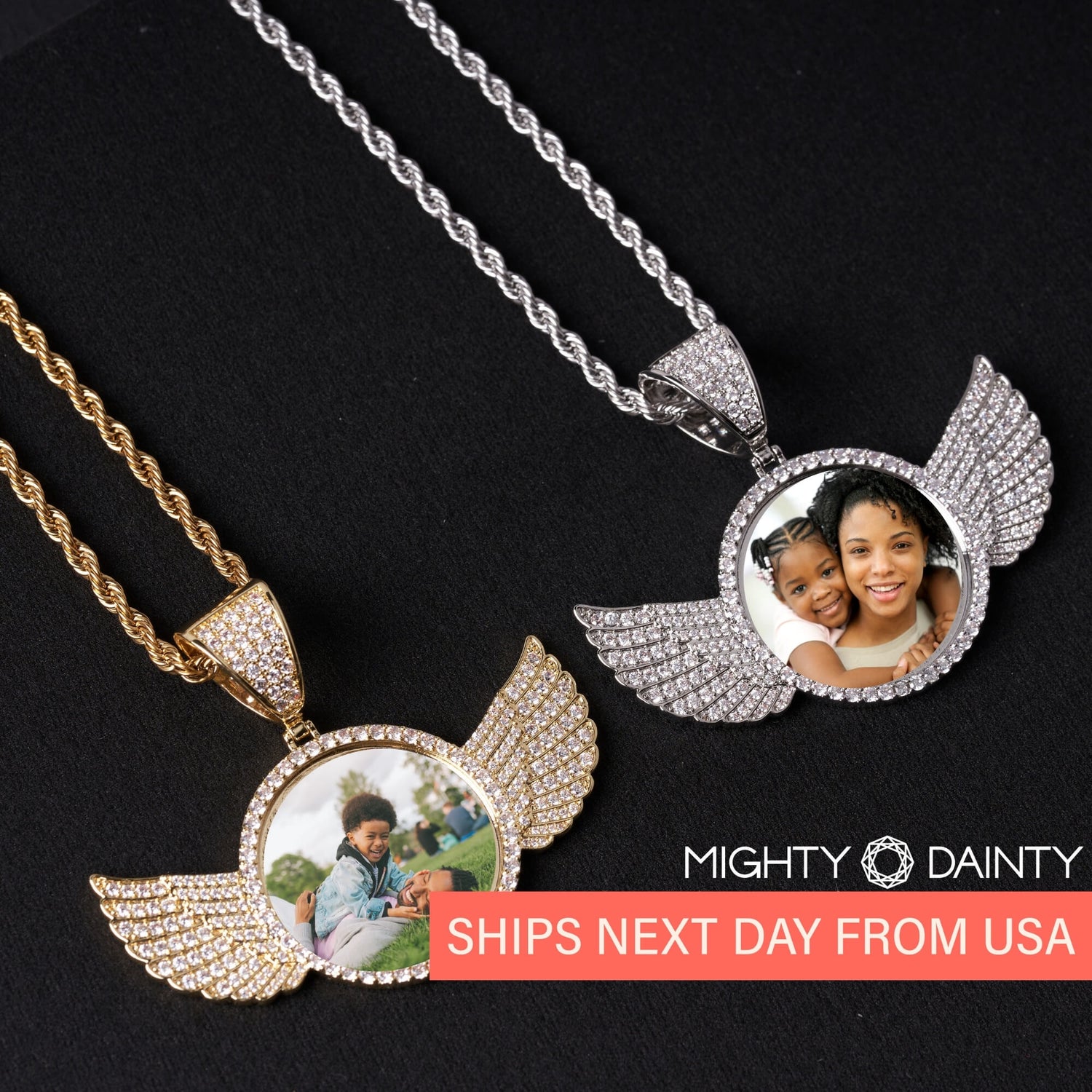 Medallion with Wings Pendant Necklace