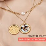 Photo Locket and Pearl Necklace Set