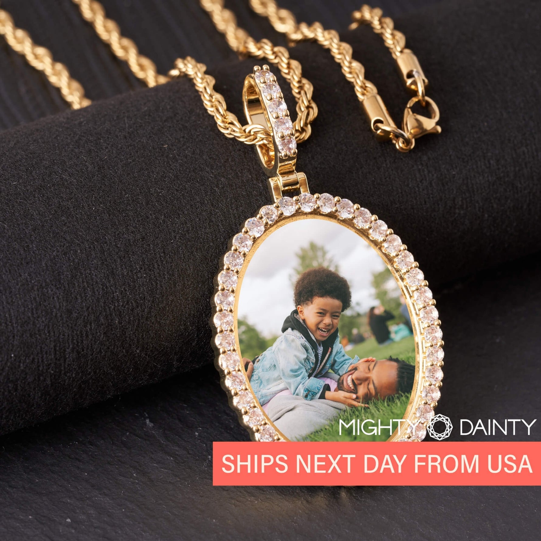 Oval Diamond Medallion Pendant Necklace