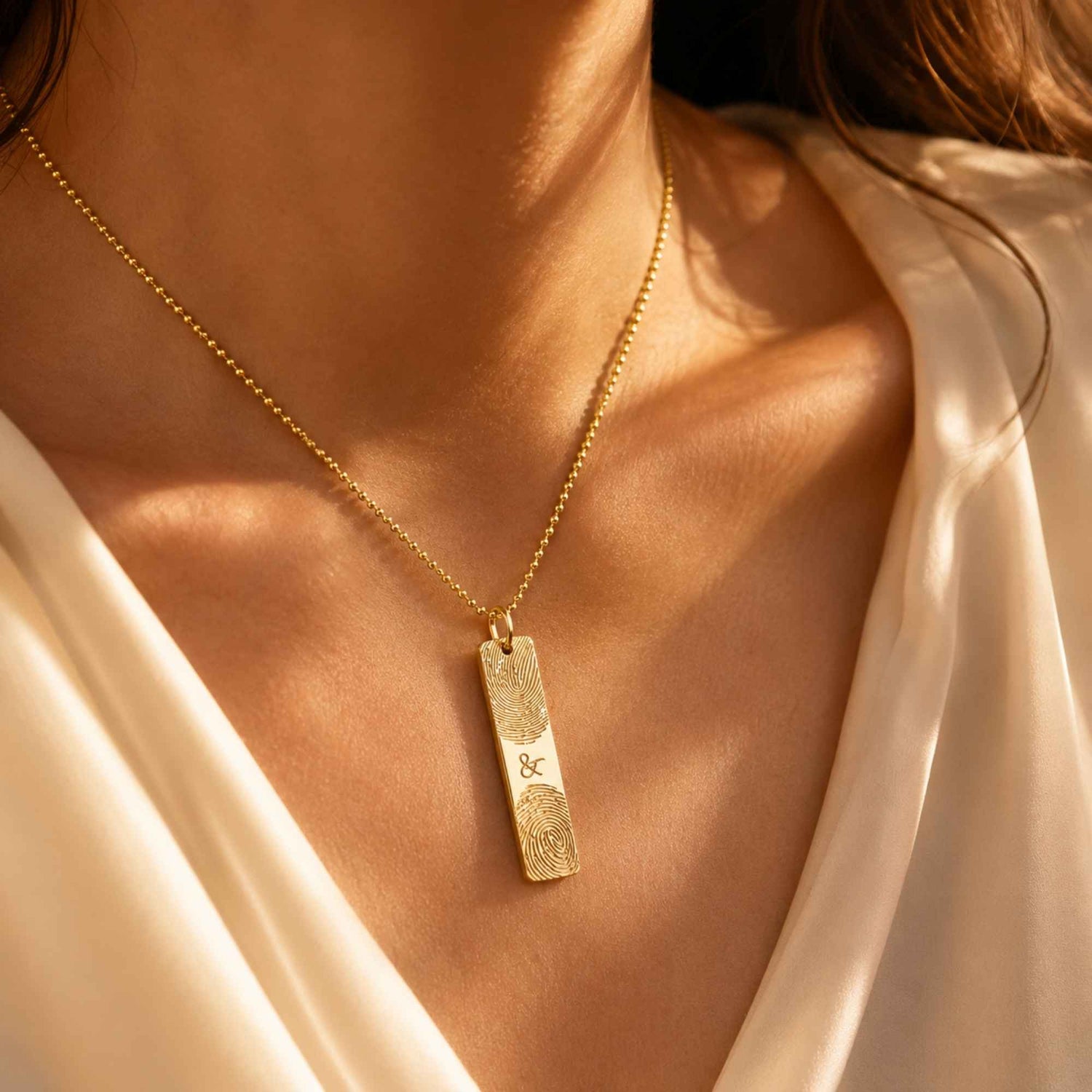 Two Fingerprints Bar Necklace