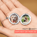 Engraved Round Photo Locket Necklace