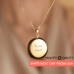 Engraved Round Photo Locket Necklace