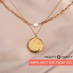 Photo Locket and Pearl Necklace Set