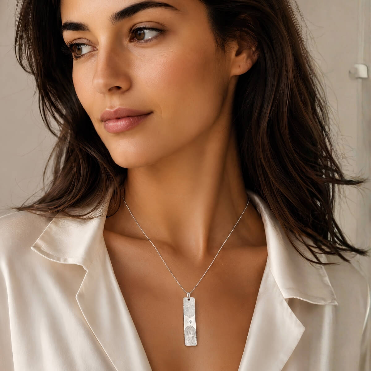 Two Fingerprints Bar Necklace