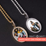 Oval Diamond Medallion Pendant Necklace